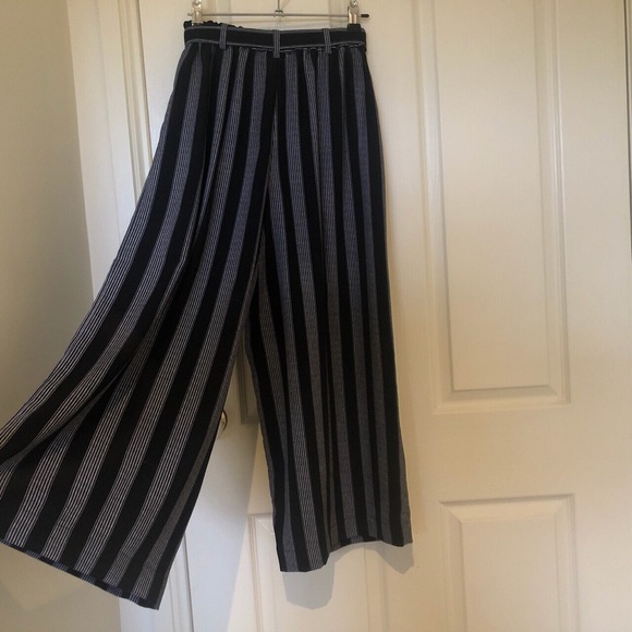 striped wide leg pants / culottes - Picture 4 of 4